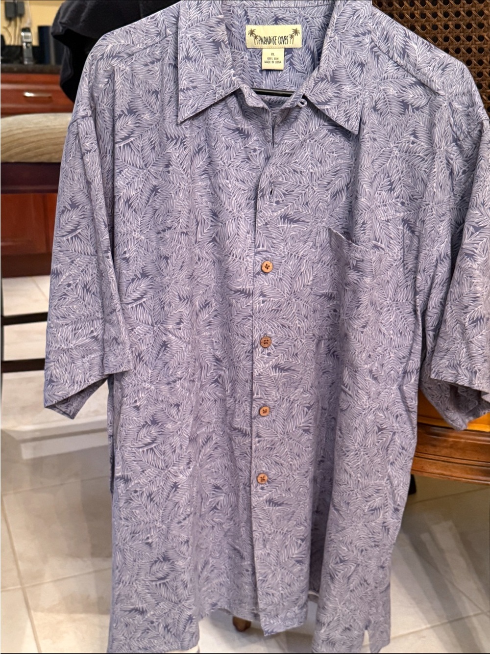 Paradise Cove Lavender Short-Sleeve Printed Button-Down Shirt